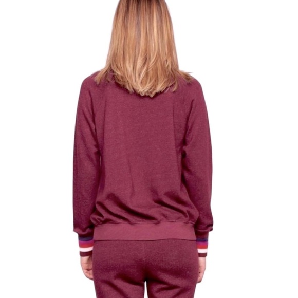 SUNDRY BURGUNDY STRIPES CUFF SWEATER - Picture 2 of 10